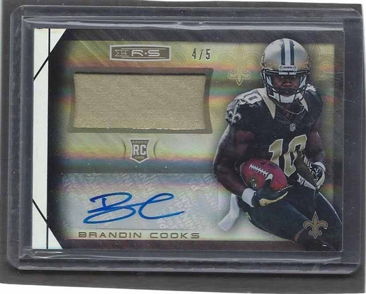 BRANDIN COOKS 2014 ROOKIES & STARS PLATINUM ROOKIE PATCH AUTO RC #D 4/5
