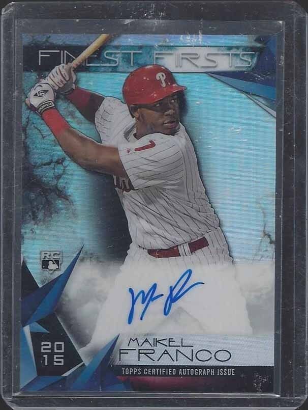 MAIKEL FRANCO 2015 TOPPS FINEST FIRSTS ON CARD REFRACTOR ROOKIE AUTO RC