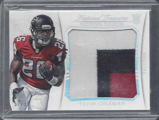 TEVIN COLEMAN 2015 NATIONAL TREASURES SILVER JUMBO 3 COLOR PATCH RC #D 57/99