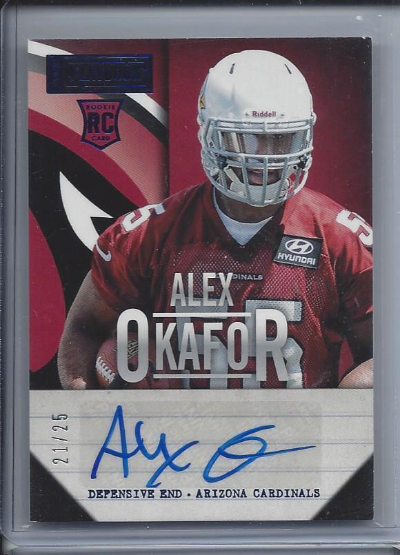 ALEX OKAFOR 2013 PLAYBOOK BLUE CARDINALS AUTO RC #D 21/25