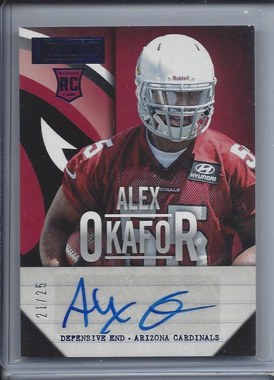 ALEX OKAFOR 2013 PLAYBOOK BLUE CARDINALS AUTO RC #D 21/25