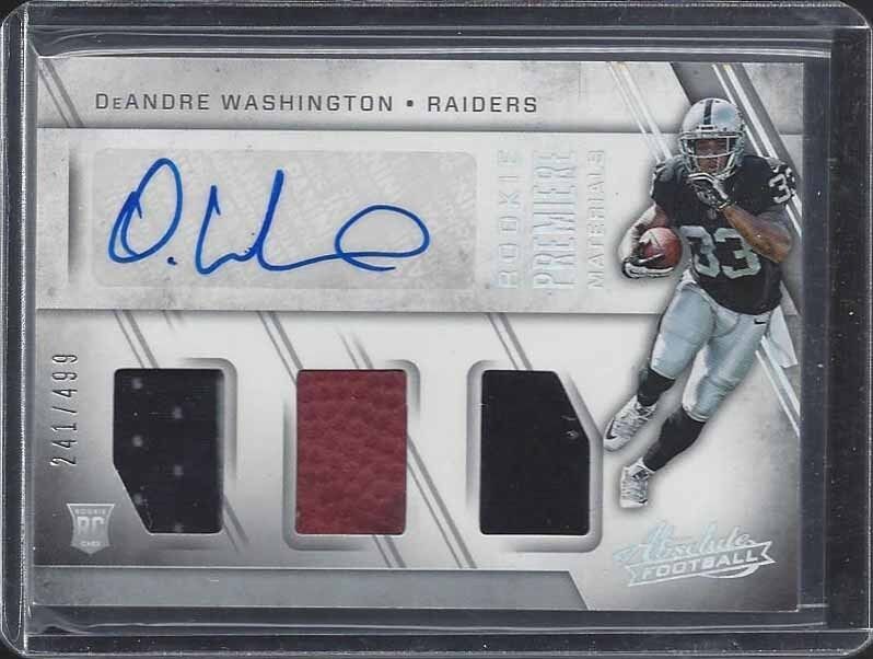 DEANDRE WASHINGTON 2016 ABSOLUTE RPM TRIPLE ROOKIE JERSEY AUTO RC #D 241/499