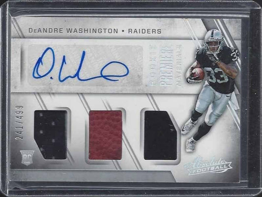 DEANDRE WASHINGTON 2016 ABSOLUTE RPM TRIPLE ROOKIE JERSEY AUTO RC #D 241/499