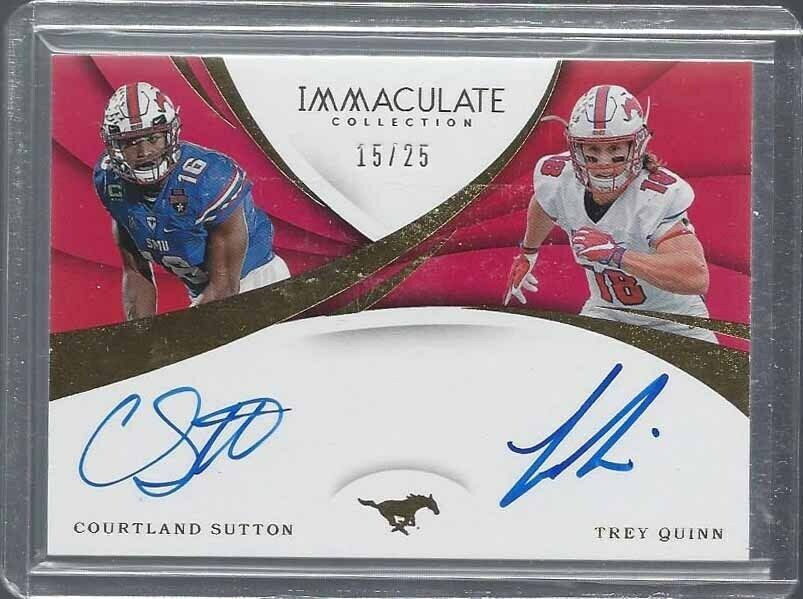 COURTLAND SUTTON TREY QUINN 2018 IMMACULATE SMU DUAL ON CARD AUTO RC #D 15/25