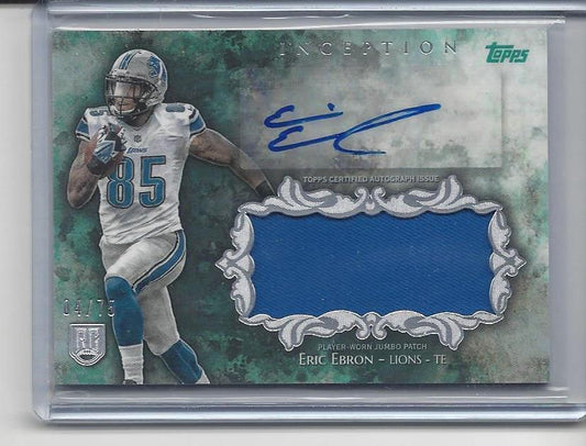 ERIC EBRON 2014 TOPPS INCEPTION GREEN LIONS RPA ROOKIE PATCH AUTO RC #D 4/75