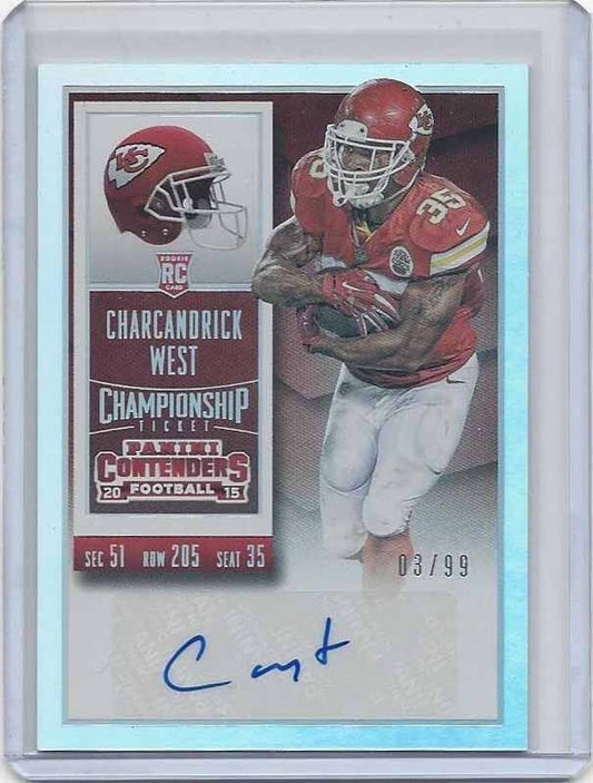 CHARCANDRICK WEST 2015 PANINI CONTENDERS CHAMPIONSHIP TICKET RC AUTO #D 3/99