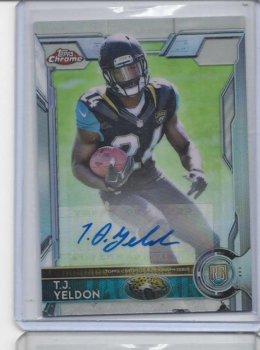 T.J. YELDON 2015 TOPPS CHROME JAGUARS ROOKIE REFRACTOR AUTO RC #D 57/150