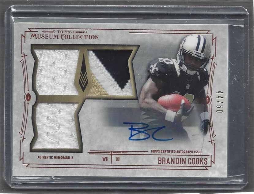 BRANDIN COOKS 2014 TOPPS MUSEUM BRONZE ROOKIE TRIPLE PATCH AUTO RC #D 44/50