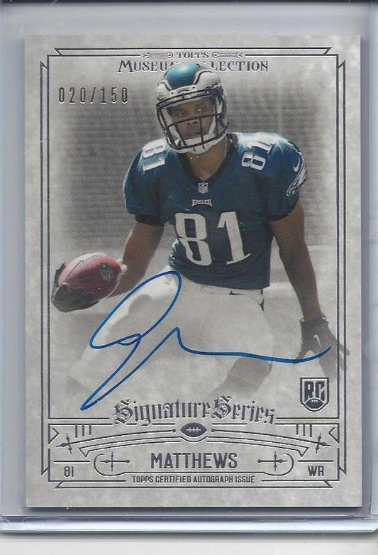 JORDAN MATTHEWS 2014 TOPPS MUSEUM EAGLES ON CARD AUTO RC #D 20/150