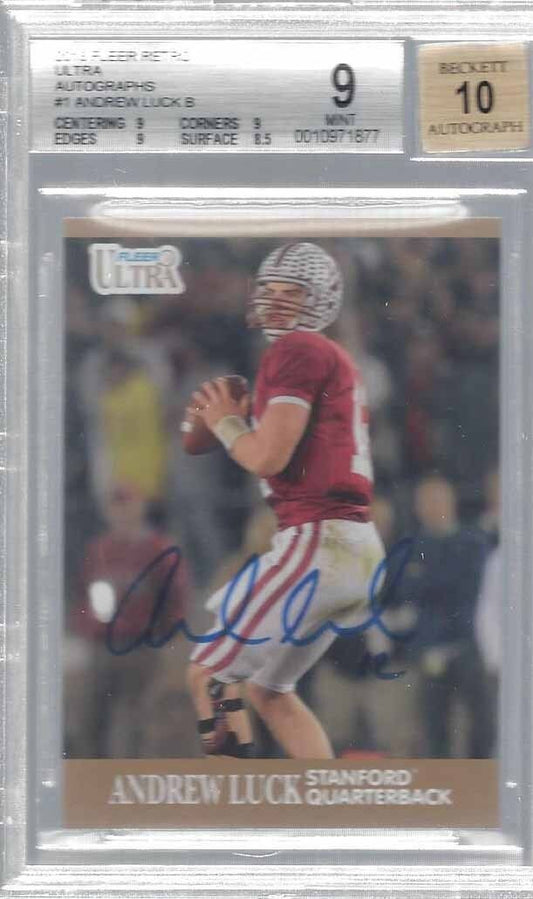 ANDREW LUCK 2013 FLEER RETRO ULTRA ON CARD AUTO RC #1 BGS 9 w/ 10 AUTO MINT