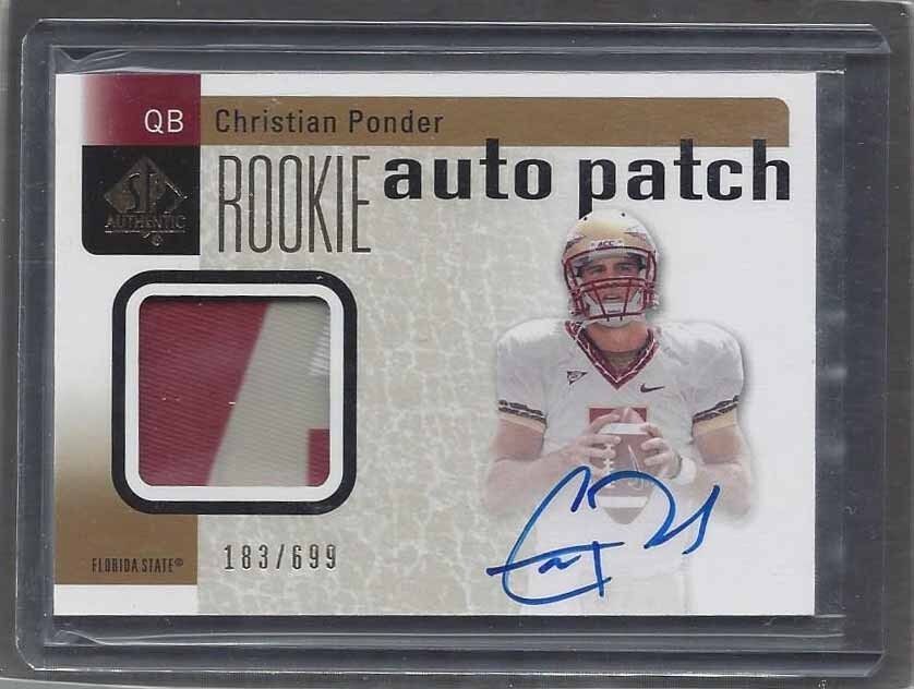 CHRISTIAN PONDER 2011 SP AUTHENTIC RPA FLORIDA STATE PATCH AUTO RC #D /699