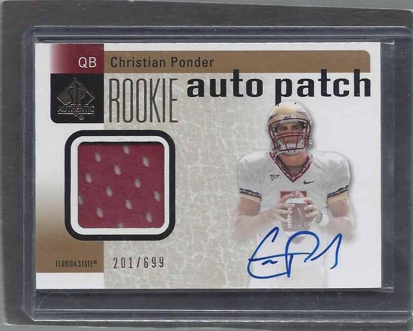 CHRISTIAN PONDER 2011 SP AUTHENTIC RPA FLORIDA STATE PATCH AUTO RC #D /699