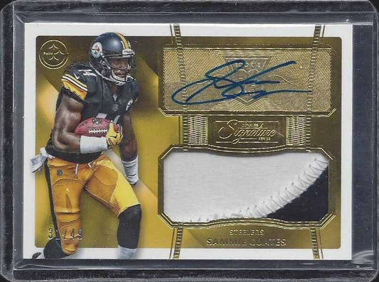 SAMMIE COATES 2015 DONRUSS SIGNATURE SERIES GOLD RPA 2 COLOR PATCH AUTO RC /49