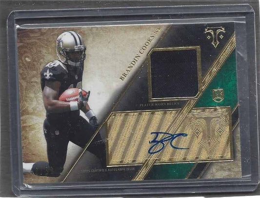 BRANDIN COOKS 2014 TOPPS TRIPLE THREADS GREEN ROOKIE JERSEY AUTO RC #D 46/50