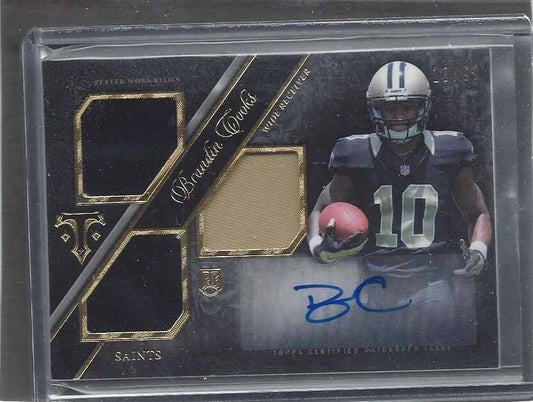 BRANDIN COOKS 2014 TOPPS TRIPLE THREADS TRIPLE ROOKIE PATCH AUTO RC #D 18/99