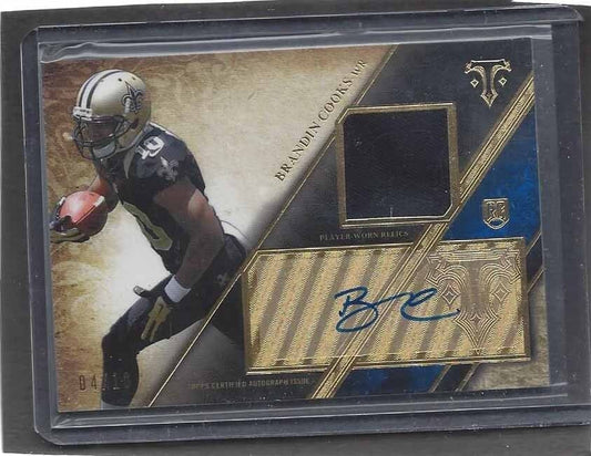 BRANDIN COOKS 2014 TOPPS TRIPLE THREADS BLUE ROOKIE JERSEY AUTO RC #D 4/10
