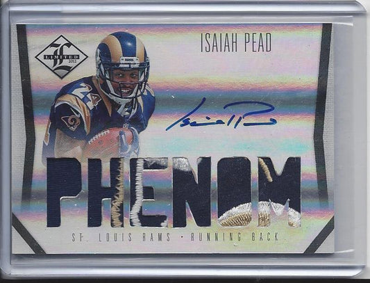 ISAIAH PEAD 2012 LIMITED PHENOMS RAMS HEAD LOGO PATCH ON CARD AUTO RC #D 22/299