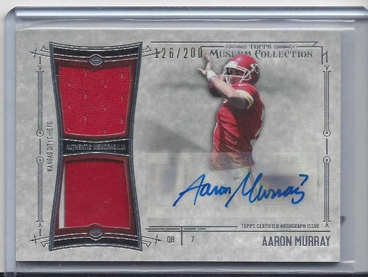 AARON MURRAY 2014 TOPPS MUSEUM DUAL CHIEFS ROOKIE PATCH AUTO RC #D 126/200