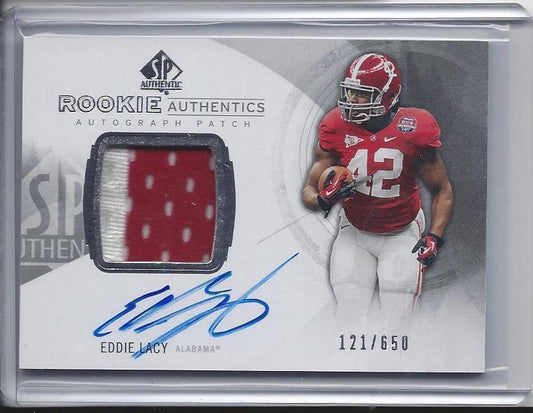 EDDIE LACY 2013 SP AUTHENTIC RPA 2 COLOR ON CARD TIDE PATCH AUTO RC #D 121/650