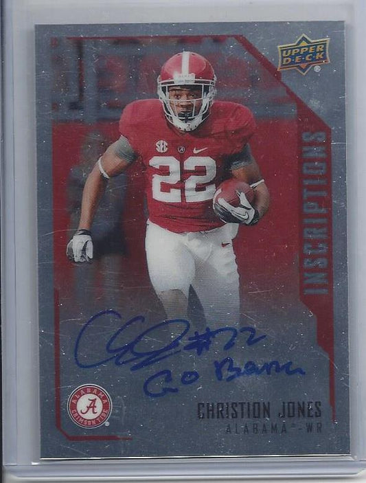 CHRISTION JONES 2015 UPPER DECK INSCRIPTIONS ALABAMA ON CARD RC AUTO "GO BAMA"