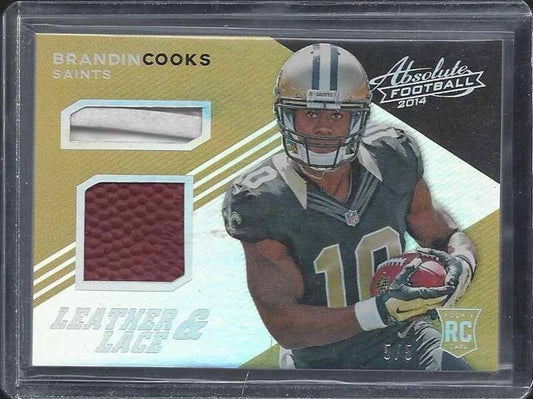 BRANDIN COOKS 2014 ABSOLUTE LEATHER & LACE SPECTRUM DUAL ROOKIE PATCH RC #D 5/5