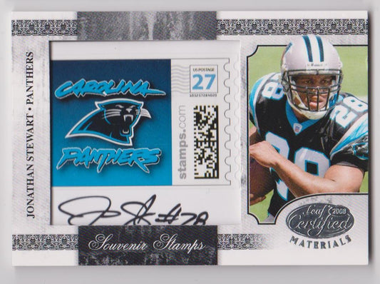 JONATHAN STEWART 2008 LEAF CERTIFIED SOUVENIR STAMPS AUTO RC #D 3/5