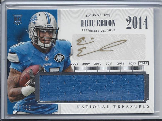 ERIC EBRON 2014 NATIONAL TREASURES TIMELINE JUMBO JERSEY GOLD INK AUTO RC #D /15