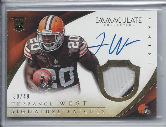 TERRANCE WEST 2014 IMMACULATE SIGNATURE PATCHES 2 COLOR PATCH ONCARD AUTO RC /49