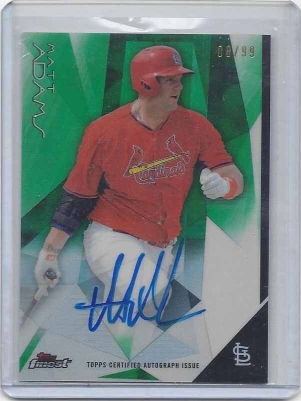 MATT ADAMS 2015 TOPPS FINEST CARDINALS GREEN REFRACTOR ON CARD AUTO #D 8/99