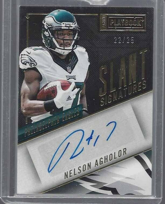 NELSON AGHOLOR 2016 PANINI PLAYBOOK SLANT SIGNATURES GOLD AUTO #D 22/25