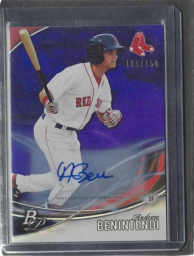 ANDREW BENINTENDI 2016 BOWMAN PLATINUM PURPLE REFRACTOR PROSPECT AUTO #D 105/150