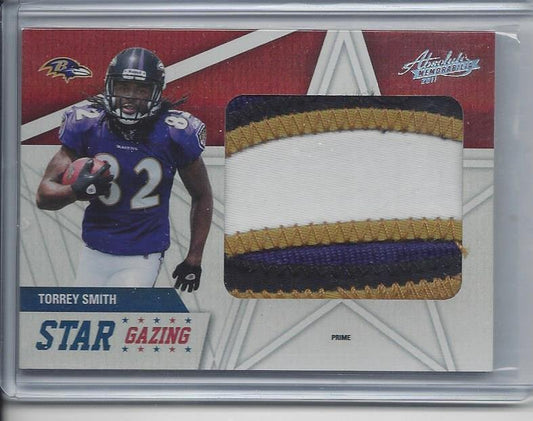 TORREY SMITH 2011 ABSOLUTE STAR GAZING SICK JUMBO 4 COLOR RAVENS PATCH RC #D /15
