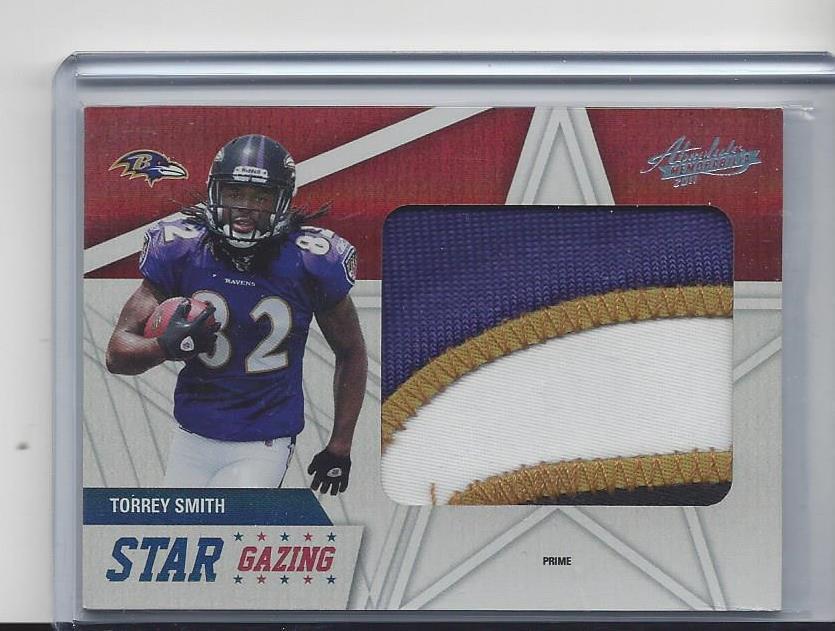 TORREY SMITH 2011 ABSOLUTE STAR GAZING SICK JUMBO 4 COLOR RAVENS PATCH RC #D /15