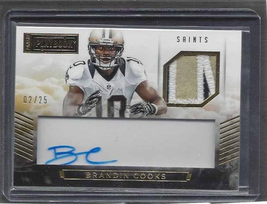 BRANDIN COOKS 2015 PANINI PLAYBOOK GOLD 3 COLOR NAMEPLATE PATCH AUTO #D 2/25