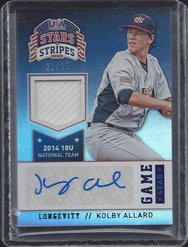 KOLBY ALLARD 2015 USA STARS & STRIPES PROSPECT GAME GEAR JERSEY AUTO #D 21/25