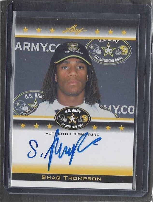 SHAQ THOMPSON 2012 LEAF ARMY ALL AMERICAN BOWL ON CARD PRE ROOKIE AUTO #D 62/125