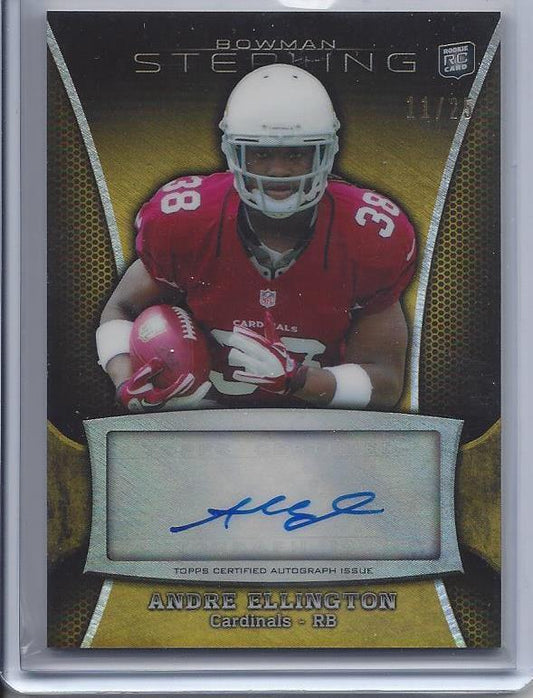 ANDRE ELLINGTON 2013 BOWMAN STERLING GOLD REFRACTOR AUTO RC #D 11/25