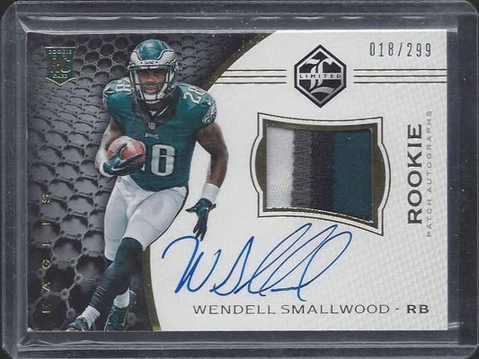 WENDELL SMALLWOOD 2016 LIMIITED PHENOMS RPA 4 COLOR PATCH ON CARD AUTO RC /299