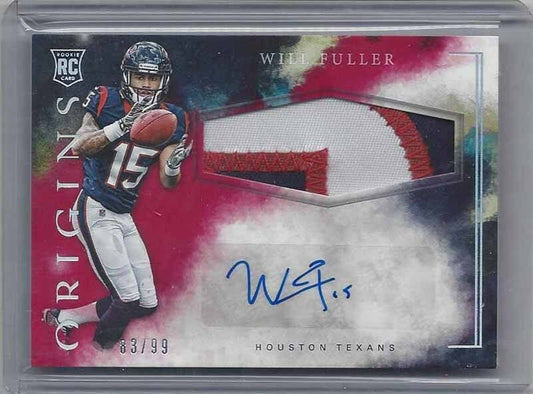 WILL FULLER 2016 ORIGINS RED RPA JUMBO MULTI COLOR TEXANS PATCH AUTO RC #D /99
