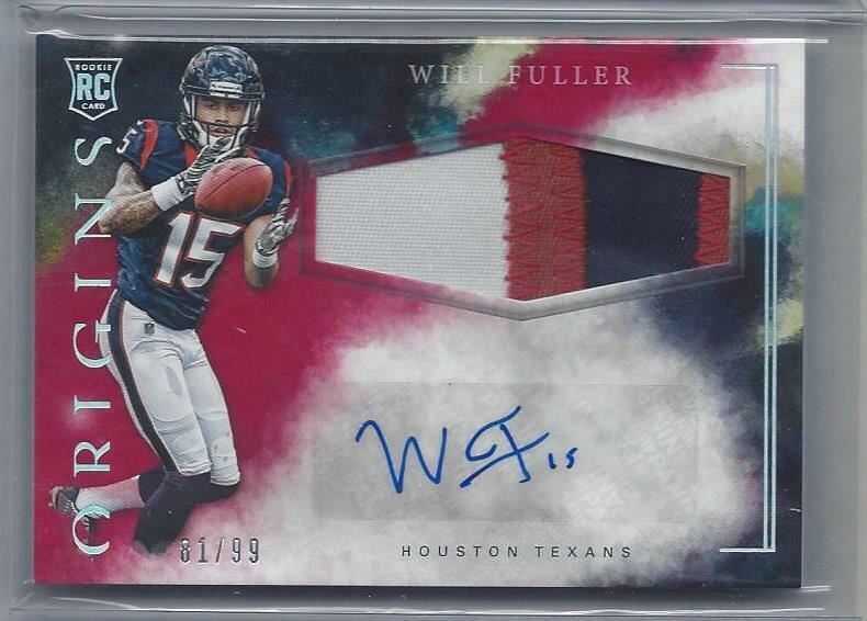 WILL FULLER 2016 ORIGINS RED RPA JUMBO MULTI COLOR TEXANS PATCH AUTO RC #D /99