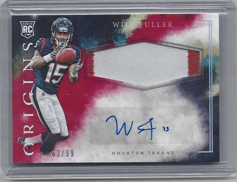 WILL FULLER 2016 ORIGINS RED RPA JUMBO MULTI COLOR TEXANS PATCH AUTO RC #D /99