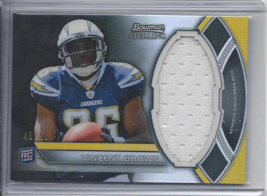 VINCENT BROWN 2011 BOWMAN STERLING JUMBO JERSEY BLACK REFRACTOR RC #D 45/50