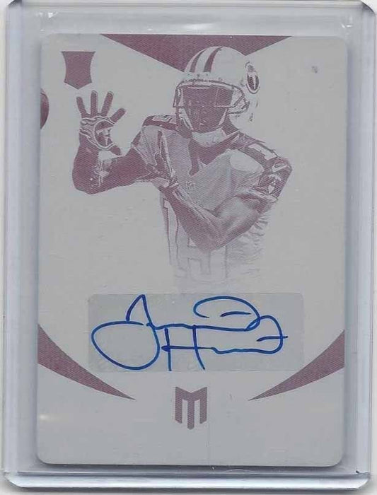 JUSTIN HUNTER 2013 PANINI MOMENTUM CYAN PRINTING PLATE AUTO RC #D 1/1