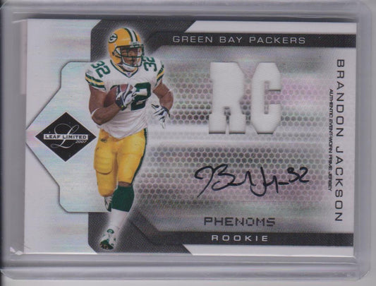 BRANDON JACKSON 2007 LEAF LIMITED PHENOMS PACKERS PATCH AUTO RC #D 81/99