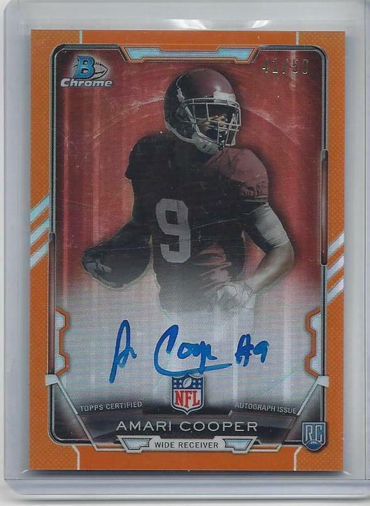 AMARI COOPER 2015 BOWMAN CHROME ORANGE REFRACTOR ON CARD AUTO RC #D 41/50