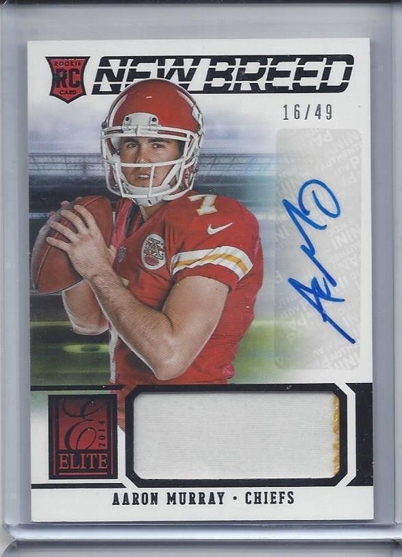 AARON MURRAY 2014 ELITE NEW BREED 2 COLOR CHIEFS PATCH AUTO #D 16/49