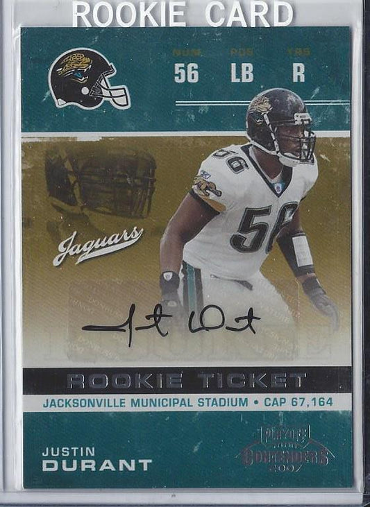 JUSTIN DURANT 2007 PLAYOFF CONTENDERS ROOKIE TICKET TRUE RC AUTO #177