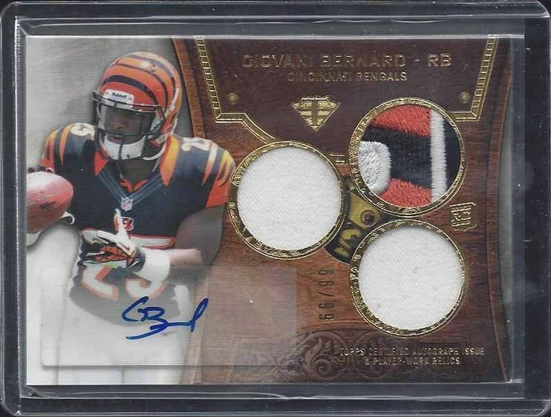 GIOVANI BERNARD 2013 TOPPS TRIPLE THREADS BENGALS TRIPLE PATCH AUTO RC #D 75/99