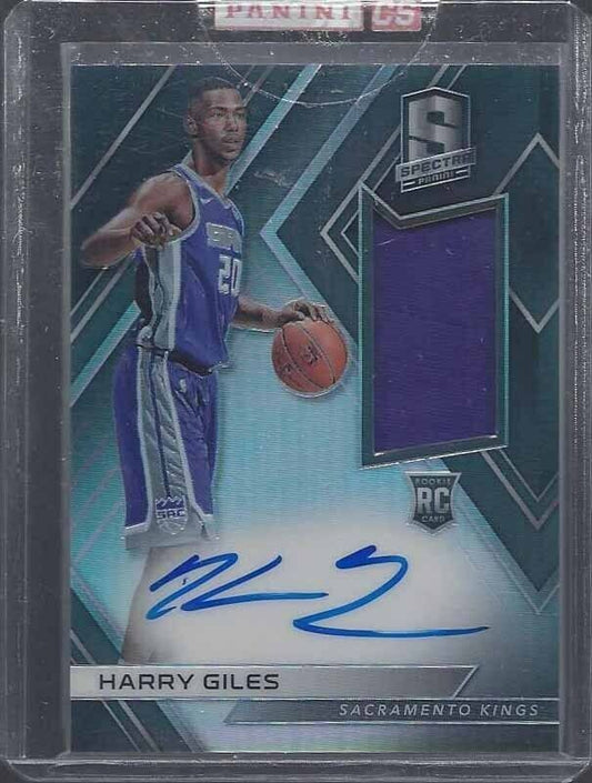 HARRY GILES 2017-18 PANINI SPECTRA ROOKIE JERSEY ON CARD AUTO RC #D 225/299