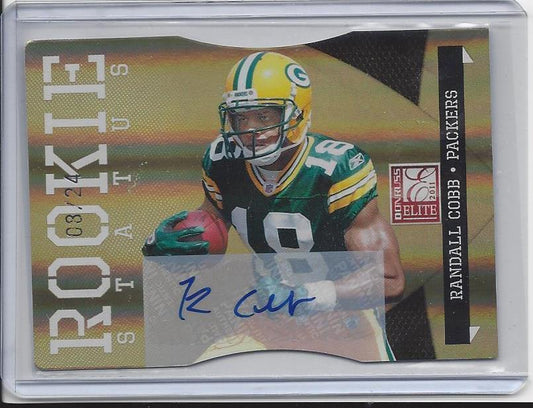 RANDALL COBB 2011 DONRUSS ELITE STATUS GOLD DIE CUT PACKERS AUTO RC #D 8/24